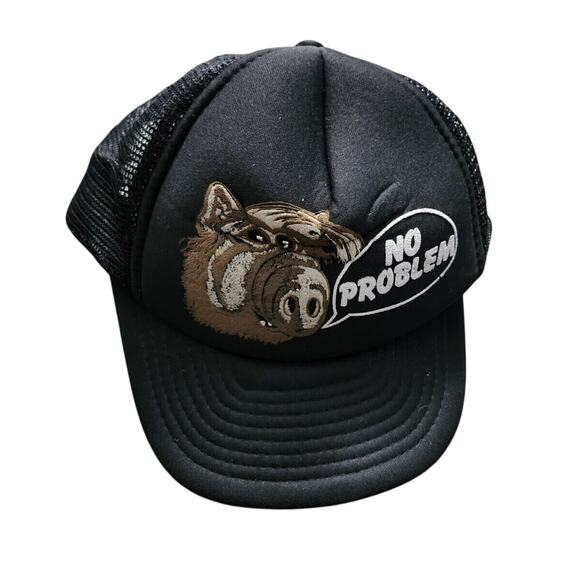 Vintage 1980s ALF Trucker Hat Black Snapback 80s - Picture 1 of 3